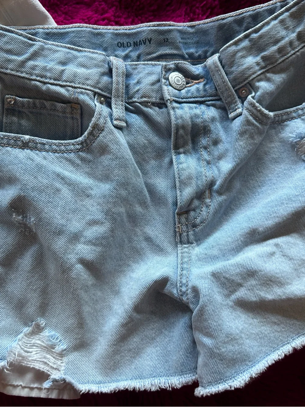 Two Old Navy White & Light Blue Denim Cutoff Shorts